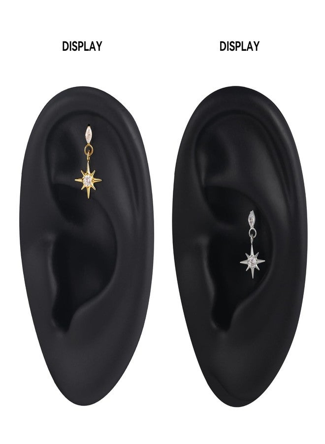 Humorrap Gold Threadless Flatback Stud Earrings for Women 18G 6mm 8mm - ASTM F136 Titanium Earrings Cartilage Piercing Jewelry - Image 3